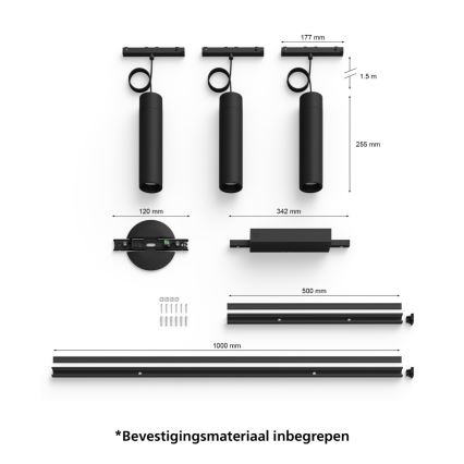 Philips - Set od 3 LED RGBW prigušive viseće svjetiljke na sajli za sustav šina Hue PERIFO LED/15,6W/230V 2000-6500K