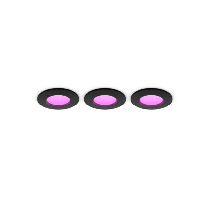 Philips - SET od 3 LED RGBW prigušiva ugradna stropna svjetla za kupaonicu Hue SLIM LED/8,3W/230V 1000-20000K crna P44