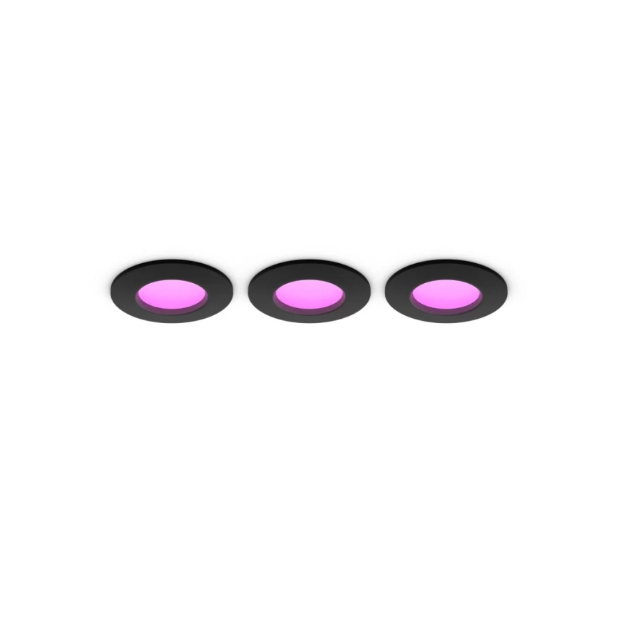 Philips - SET od 3 LED RGBW prigušiva ugradna stropna svjetla za kupaonicu Hue SLIM LED/8,3W/230V 1000-20000K crna P44