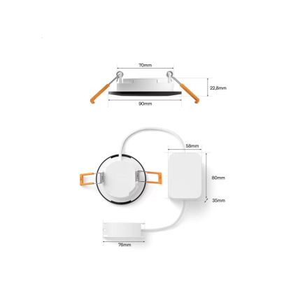 Philips - SET od 3 LED RGBW prigušiva ugradna stropna svjetla za kupaonicu Hue SLIM LED/8,3W/230V 1000-20000K crna P44