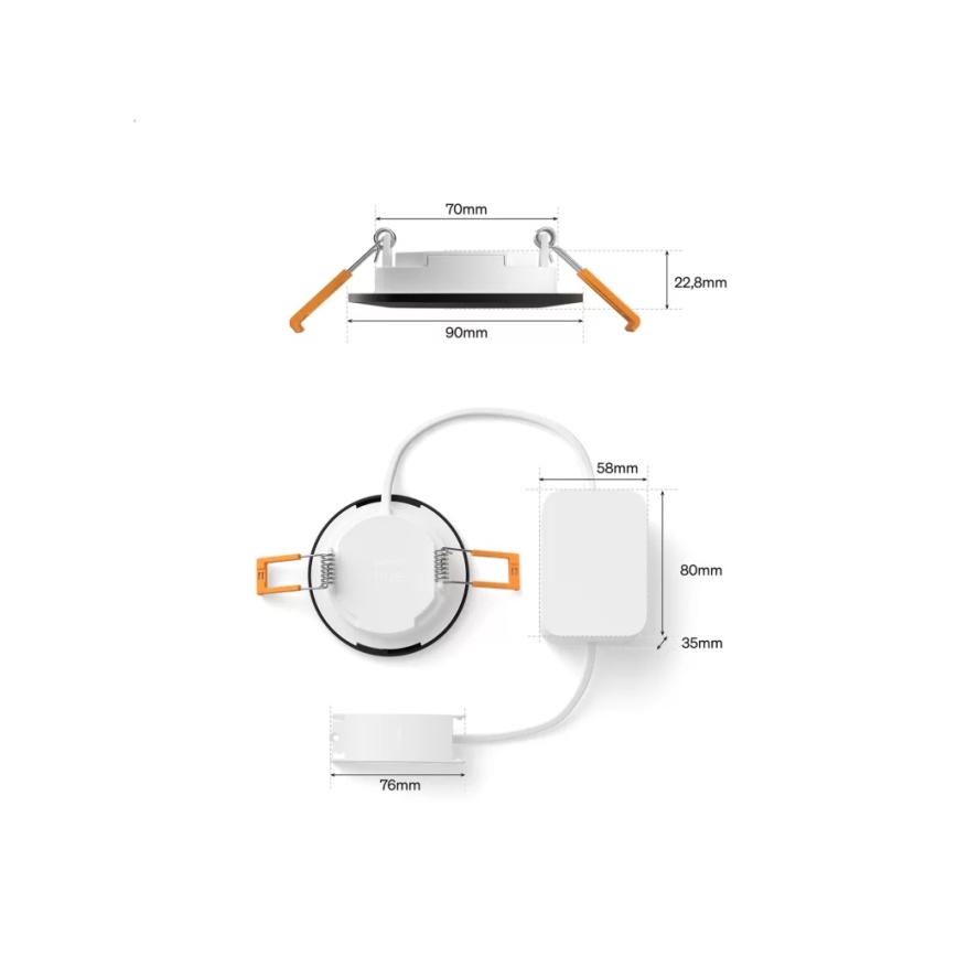 Philips - SET od 3 LED RGBW prigušiva ugradna stropna svjetla za kupaonicu Hue SLIM LED/8,3W/230V 1000-20000K crna P44