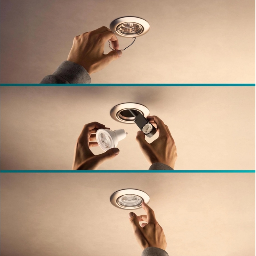 Philips - Komplet 3x ugradna stropna svjetiljka PERIDOT 1xGU10/7W/230V bijela