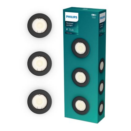 Philips - Komplet od 3 ugradna svjetla PERIDOT 1xGU10/7W/230V crna