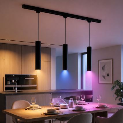 Philips - LED RGBW luster na kabelu s mogućnošću prigušivanja u sustavu tračnica EASYLINK HUE 3xGU10/4,7W/230V 2200-6500K 1m crna + Hue bridge
