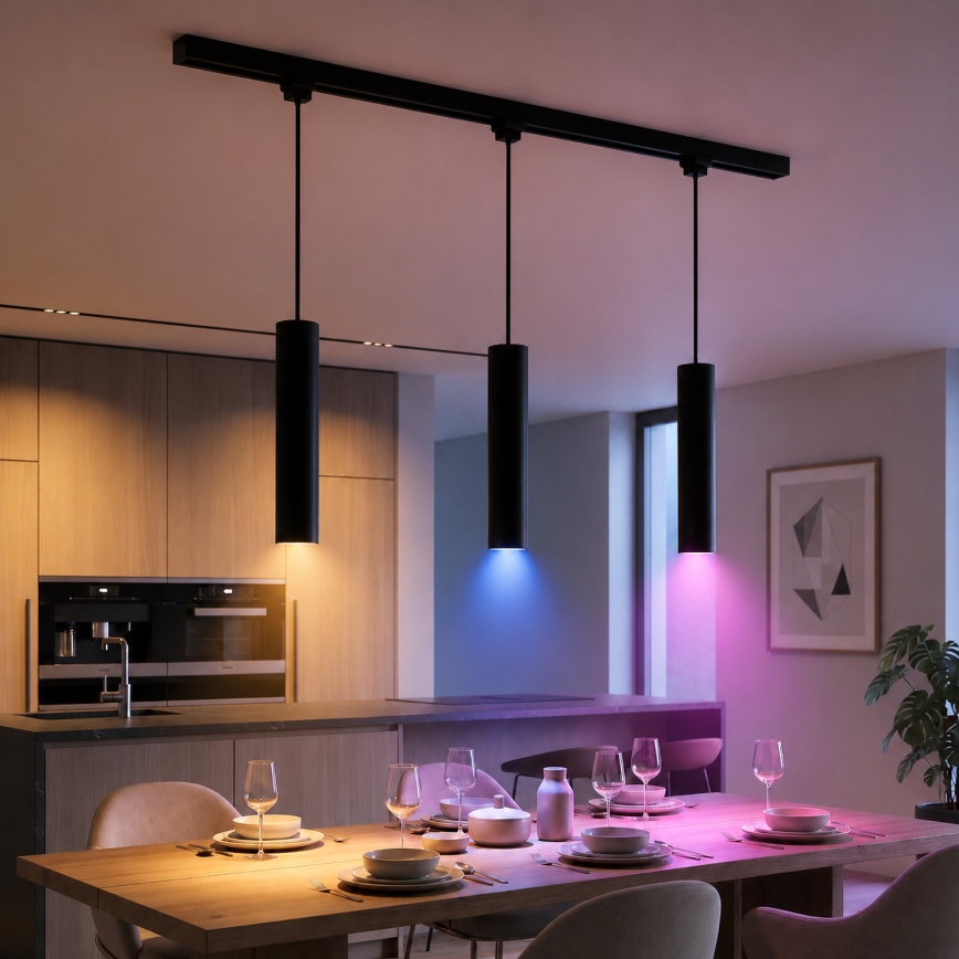 Philips - LED RGBW prigušivi viseći luster na kabelu u šinskom sustavu EASYLINK HUE 3xGU10/4,7W/230V 2200-6500K 1m crna