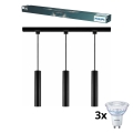 Philips - LED luster s mogućnošću prigušivanja na sajli za tračni sustav EASYLINK 3xGU10/7W/230V 2200-2700K 1m crni