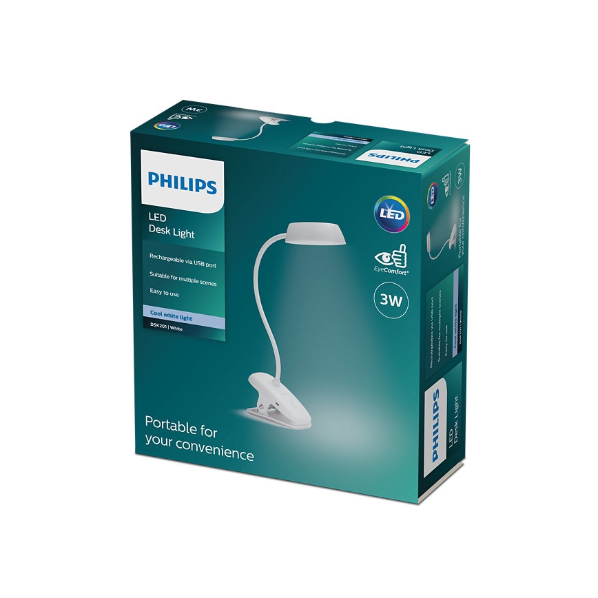 Philips - LED Prigušiva lampa s kopčom DONUTCLIP LED/3W/5V CRI 90 bijela