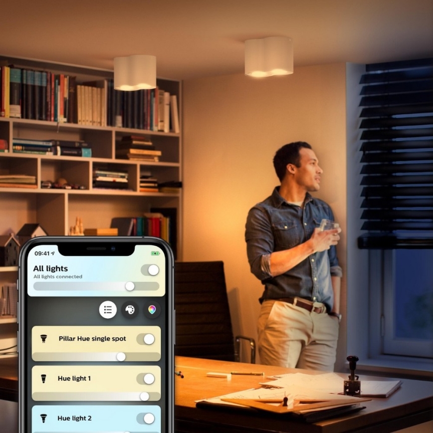 Philips - LED Prigušiva reflektorska svjetiljka Hue PILLAR 2xGU10/4,2W/230V 2200-6500K + daljinski upravljač bijela