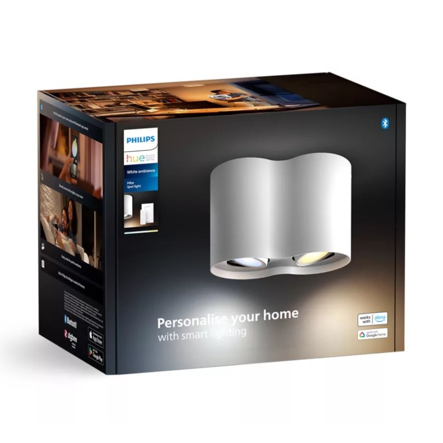 Philips - LED Prigušiva reflektorska svjetiljka Hue PILLAR 2xGU10/4,2W/230V 2200-6500K + daljinski upravljač bijela