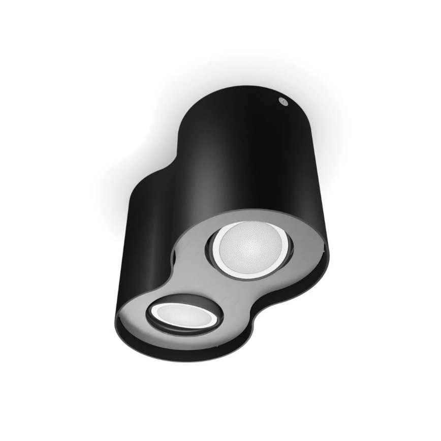 Philips - LED Prigušiva reflektorska svjetiljka Hue PILLAR 2xGU10/4,2W/230V 2200-6500K + daljinski upravljač crna