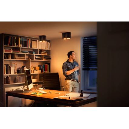 Philips - LED Prigušiva reflektorska svjetiljka Hue PILLAR 2xGU10/4,2W/230V 2200-6500K + daljinski upravljač crna