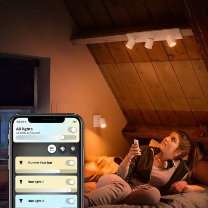 Philips - LED Prigušiva reflektorska svjetiljka Hue RUNNER 1xGU10/4,2W/230V 2200-6500K + daljinski upravljač bijela