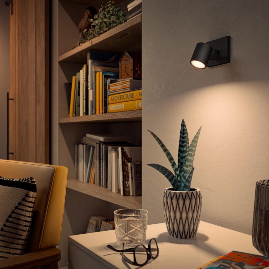 Philips - LED Prigušiva reflektorska svjetiljka Hue RUNNER 1xGU10/4,2W/230V 2200-6500K + daljinski upravljač crna