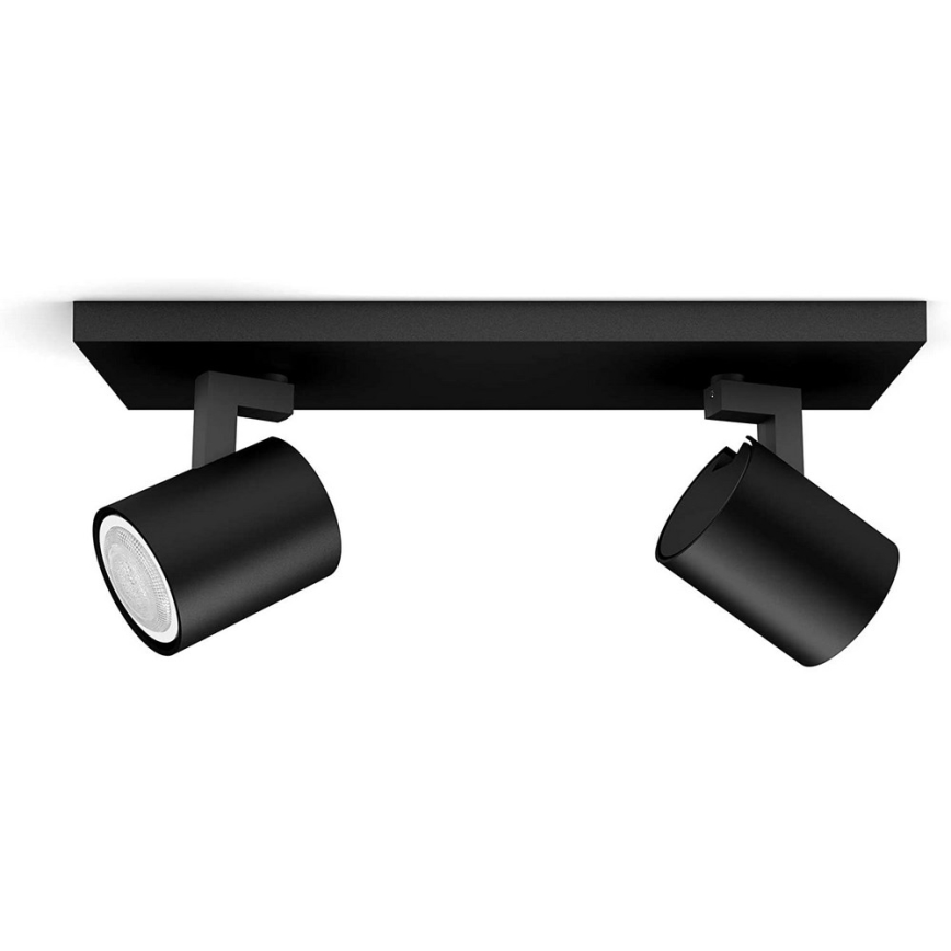 Philips - LED Prigušiva reflektorska svjetiljka Hue RUNNER 2xGU10/4,2W/230V 2200-6500K + daljinski upravljač crna