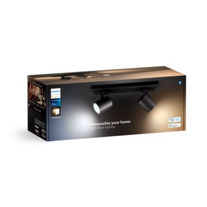 Philips - LED Prigušiva reflektorska svjetiljka Hue RUNNER 2xGU10/4,2W/230V 2200-6500K + daljinski upravljač crna