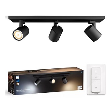 Philips - LED Prigušiva reflektorska svjetiljka Hue RUNNER 3xGU10/4,2W/230V 2200-6500K + daljinski upravljač crna