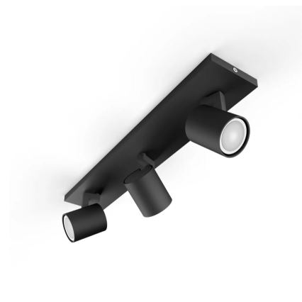 Philips - LED Prigušiva reflektorska svjetiljka Hue RUNNER 3xGU10/4,2W/230V 2200-6500K + daljinski upravljač crna
