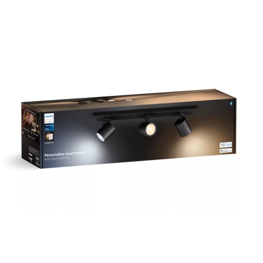 Philips - LED Prigušiva reflektorska svjetiljka Hue RUNNER 3xGU10/4,2W/230V 2200-6500K + daljinski upravljač crna