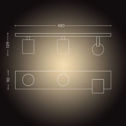 Philips - LED Prigušiva reflektorska svjetiljka Hue RUNNER 3xGU10/4,2W/230V 2200-6500K + daljinski upravljač crna