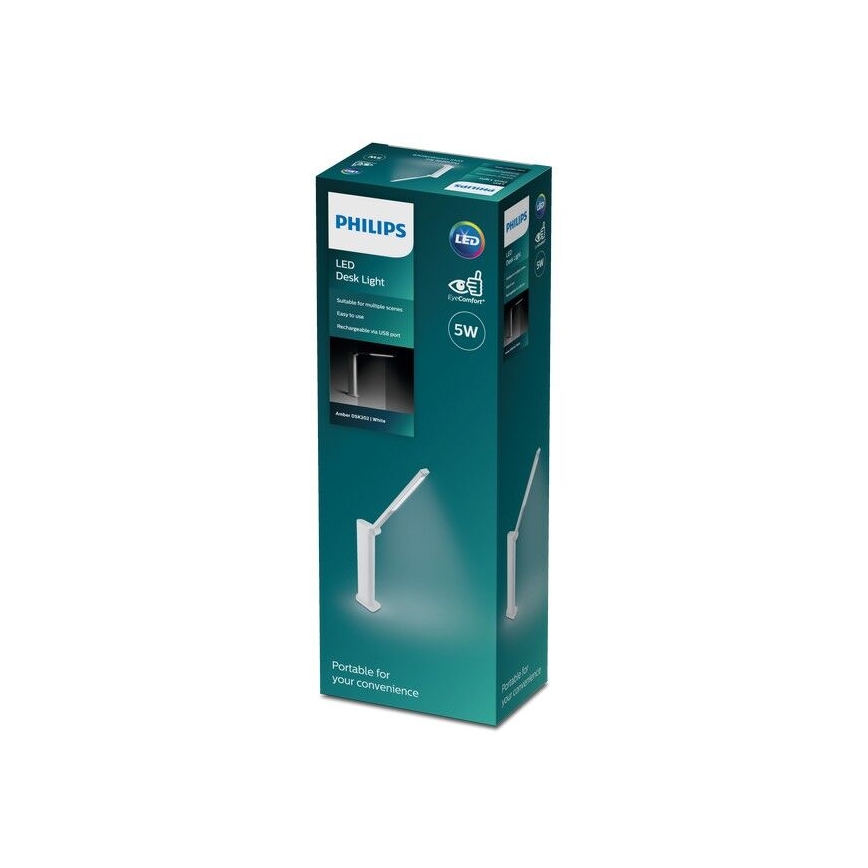 Philips - LED Prigušiva stolna lampa na dodir AMBER LED/5W/5V bijela