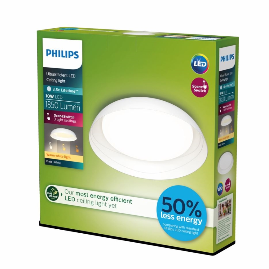 Philips - LED Prigušiva stropna svjetiljka FLETA SCENE SWITCH LED/10W/230V 2700K bijela