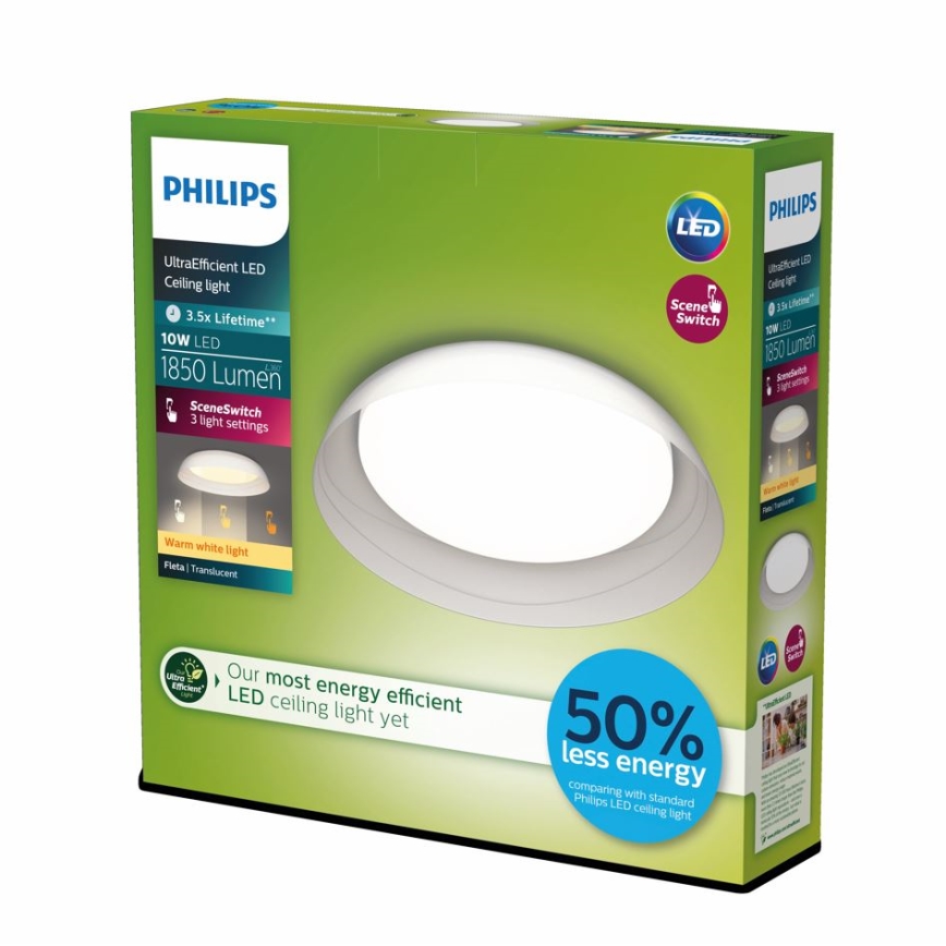 Philips - LED Prigušiva stropna svjetiljka FLETA SCENE SWITCH LED/10W/230V 2700K prozirna