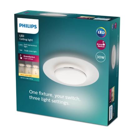 Philips- LED Prigušiva stropna svjetiljka SCENE SWITCH LED/30W/230V 2700K srebrna