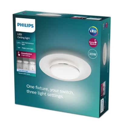 Philips- LED Prigušiva stropna svjetiljka SCENE SWITCH LED/30W/230V 4000K srebrna