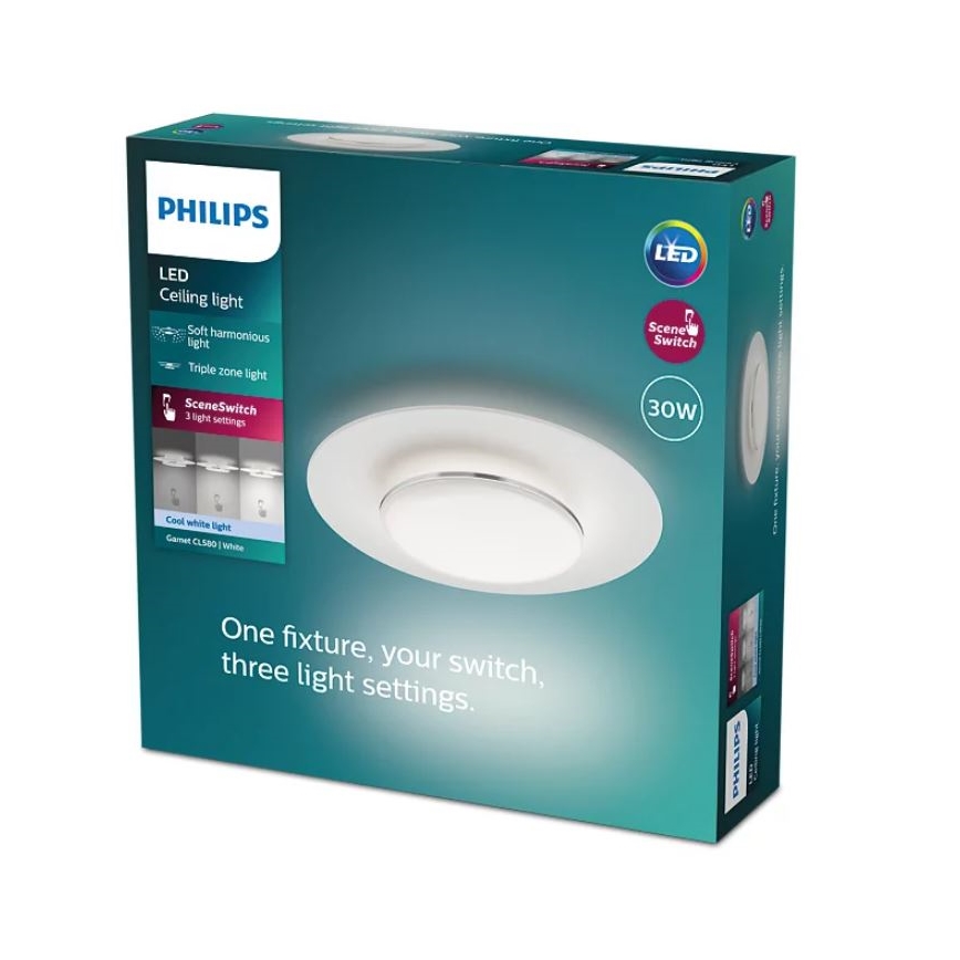 Philips- LED Prigušiva stropna svjetiljka SCENE SWITCH LED/30W/230V 4000K srebrna