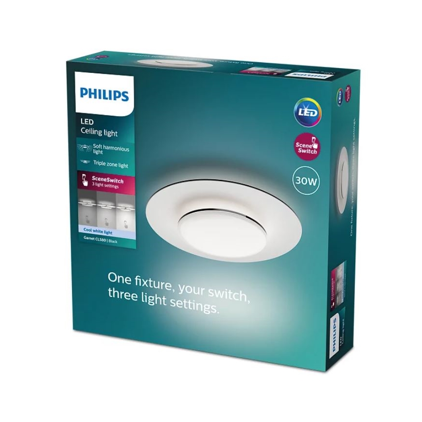 Philips- LED Prigušiva stropna svjetiljka SCENE SWITCH LED/30W/230V 4000K crna