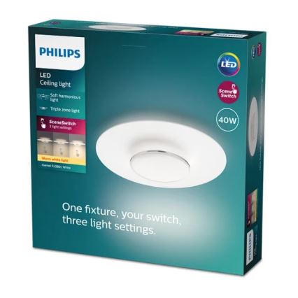 Philips- LED Prigušiva stropna svjetiljka SCENE SWITCH LED/40W/230V 2700K srebrna