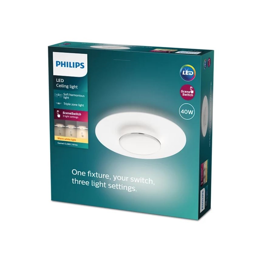 Philips- LED Prigušiva stropna svjetiljka SCENE SWITCH LED/40W/230V 2700K srebrna