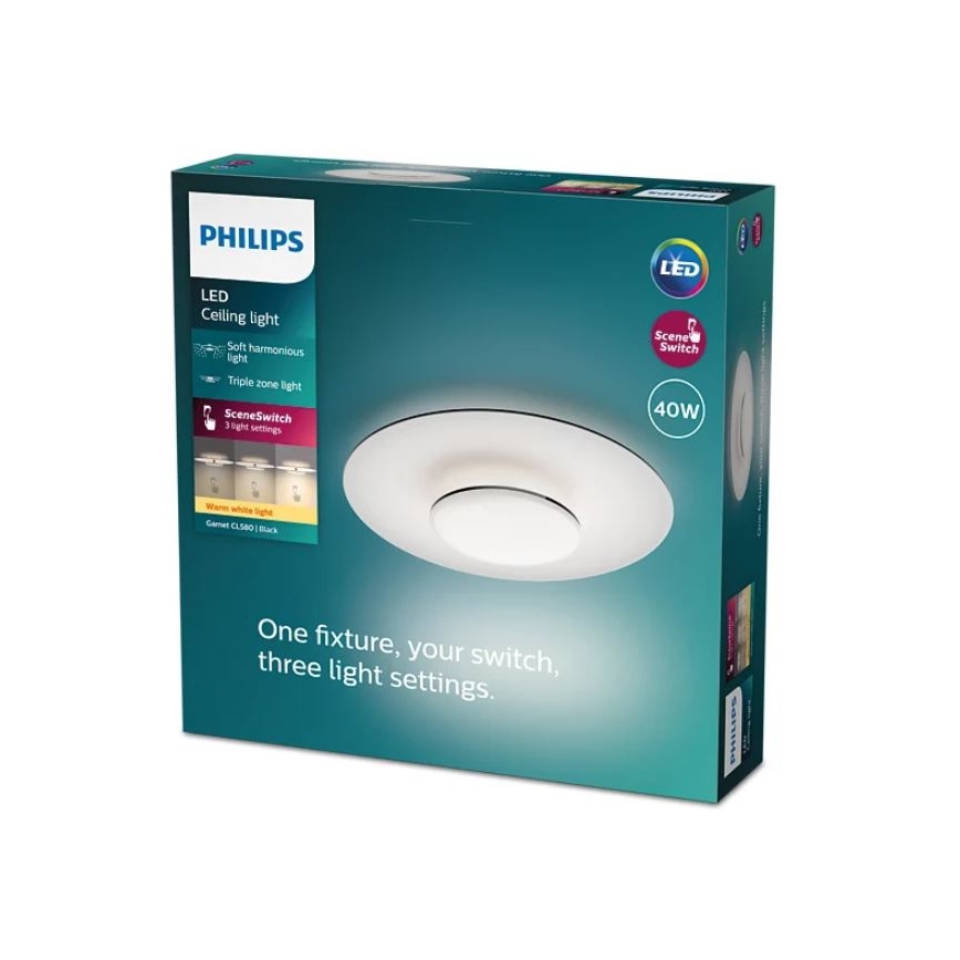 Philips- LED Prigušiva stropna svjetiljka SCENE SWITCH LED/40W/230V 2700K crna