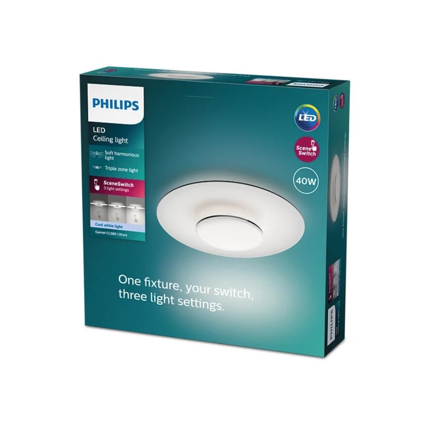 Philips- LED Prigušiva stropna svjetiljka SCENE SWITCH LED/40W/230V 4000K crna