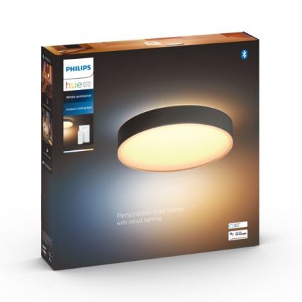 Philips - LED Prigušiva stropna svjetiljka Hue LED/33,5W/230V 2200-6500K pr. 425 mm crna + daljinski upravljač