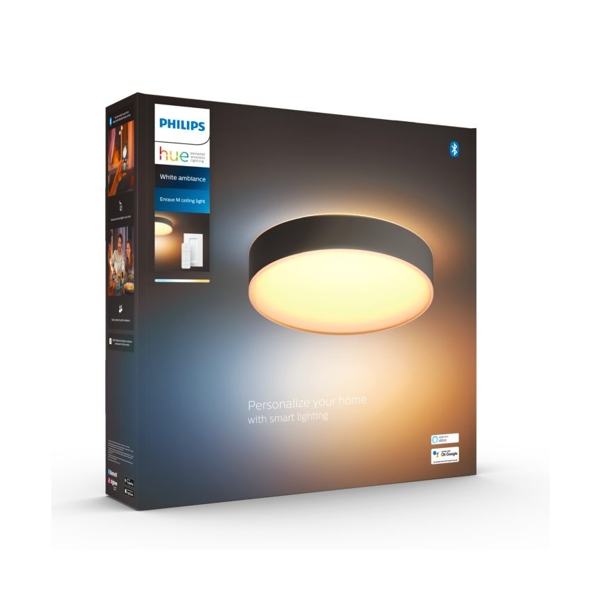 Philips - LED Prigušiva stropna svjetiljka Hue LED/19,2W/230V 2200-6500K pr. 381 mm crna + daljinski upravljač