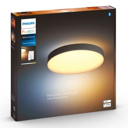 Philips - LED Prigušiva stropna svjetiljka Hue LED/48W/230V 2200-6500K pr. 551 mm crna + daljinski upravljač