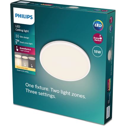 Philips - LED Prigušiva stropna svjetiljka SCENE SWITCH LED/18W/230V pr. 30 cm 2700K bijela