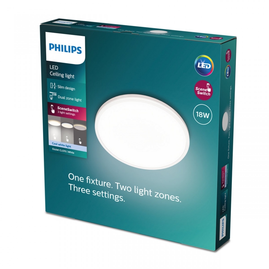 Philips - LED Prigušiva stropna svjetiljka SCENE SWITCH LED/18W/230V pr. 30 cm 4000K bijela