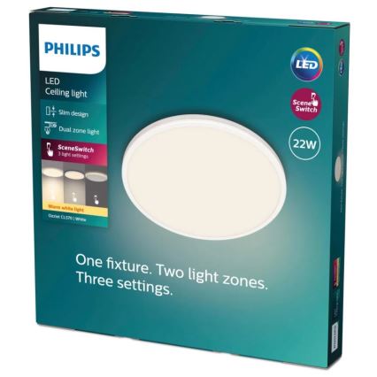 Philips - LED Prigušiva stropna svjetiljka SCENE SWITCH LED/22W/230V pr. 40 cm 2700K bijela