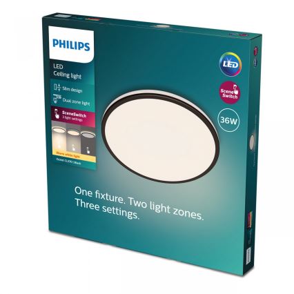 Philips - LED Prigušiva stropna svjetiljka SCENE SWITCH LED/36W/230V pr. 50 cm 2700K crna