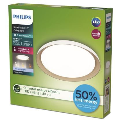 Philips - LED Prigušiva stropna svjetiljka PEBBLO SCENE SWITCH LED/10W/230V 4000K bijela