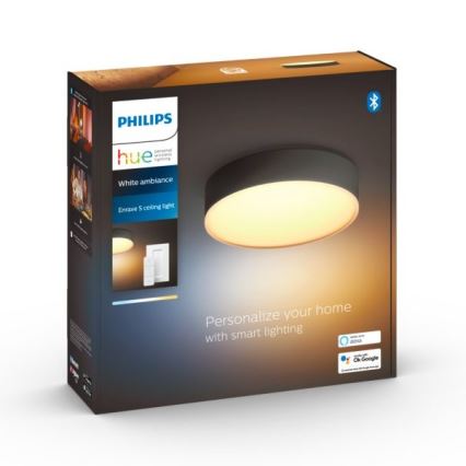 Philips - LED Prigušiva stropna svjetiljka Hue LED/9,6W/230V 2200-6500K pr. 261 mm crna + daljinski upravljač