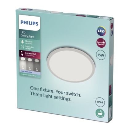 Philips - LED Prigušiva stropna svjetiljka za kupaonicu SCENE SWITCH LED/15W/230V IP44 4000K