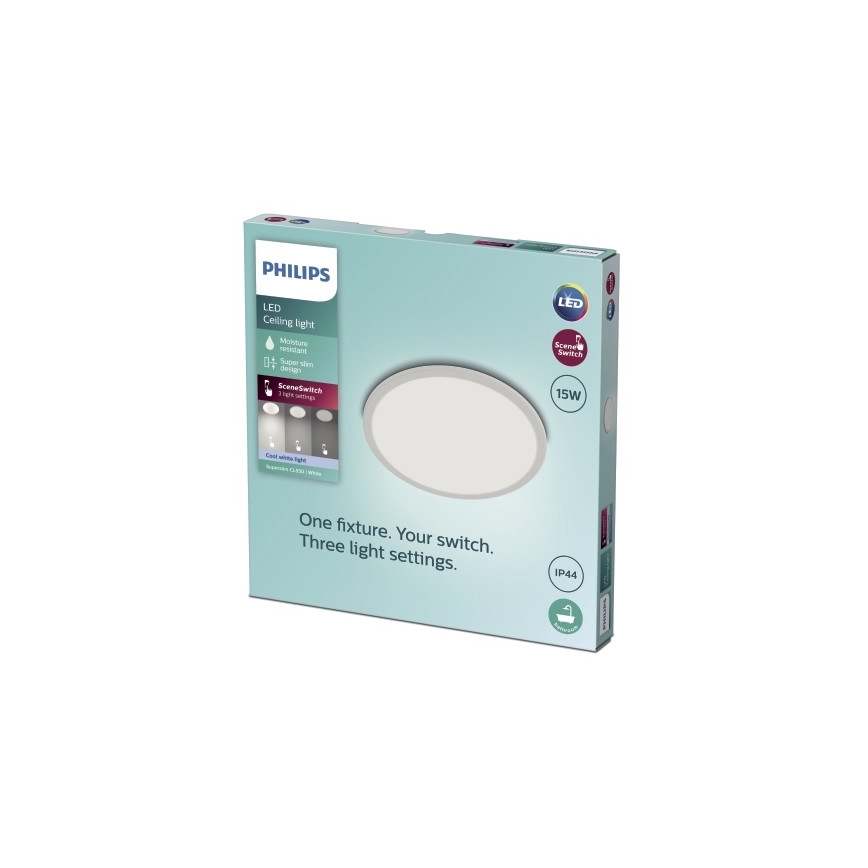 Philips - LED Prigušiva stropna svjetiljka za kupaonicu SCENE SWITCH LED/15W/230V IP44 4000K