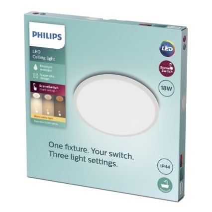 Philips - LED Prigušiva stropna svjetiljka za kupaonicu SCENE SWITCH LED/18W/230V IP44 2700K