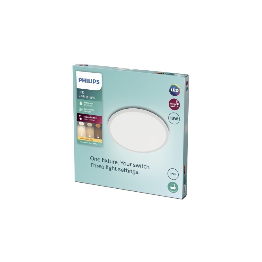 Philips - LED Prigušiva stropna svjetiljka za kupaonicu SCENE SWITCH LED/18W/230V IP44 2700K