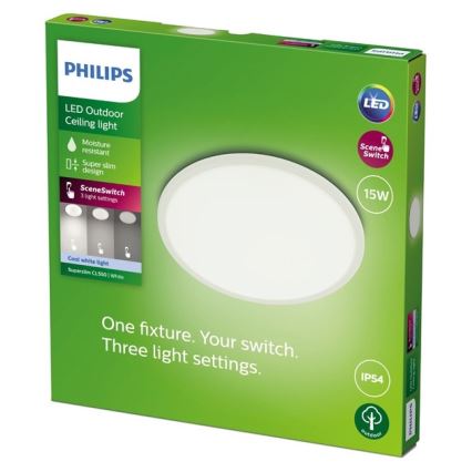 Philips - LED Prigušiva vanjska svjetiljka SUPERSLIM SCENE SWITCH LED/15W/230V IP54 bijela