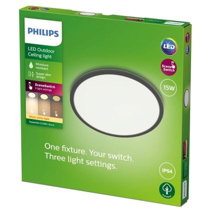 Philips - LED Prigušiva vanjska svjetiljka SUPERSLIM SCENE SWITCH LED/15W/230V IP54 crna