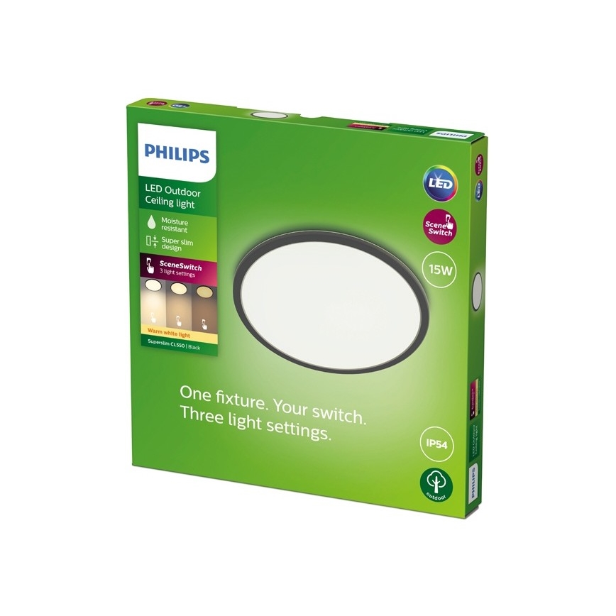 Philips - LED Prigušiva vanjska svjetiljka SUPERSLIM SCENE SWITCH LED/15W/230V IP54 crna